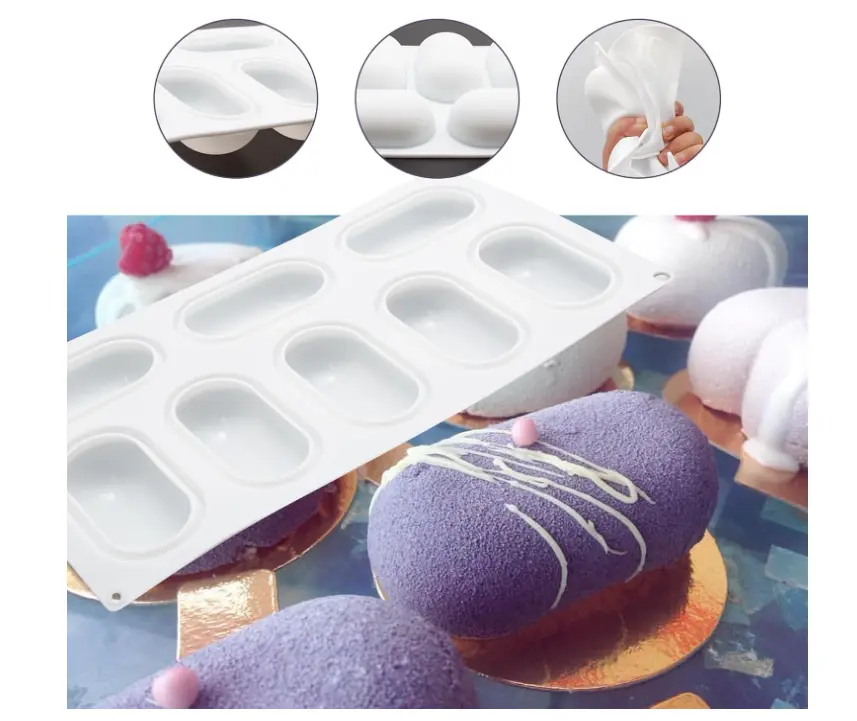 8 cavity Capsule Silicone Mould for mousse,baking,desserts etc