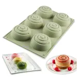 6 Cavity Silicone Spiral Shape Cake Mould for Mousse Dessert Baking All Purpose Mould (Out Put Weight Approx: 100 Grams)