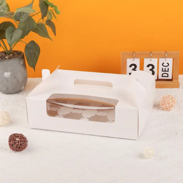 2/4/6/12 cavity Cup cake Box with handle and separate cup tray