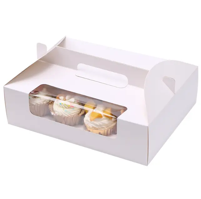 2/4/6/12 cavity Cup cake Box with handle and separate cup tray