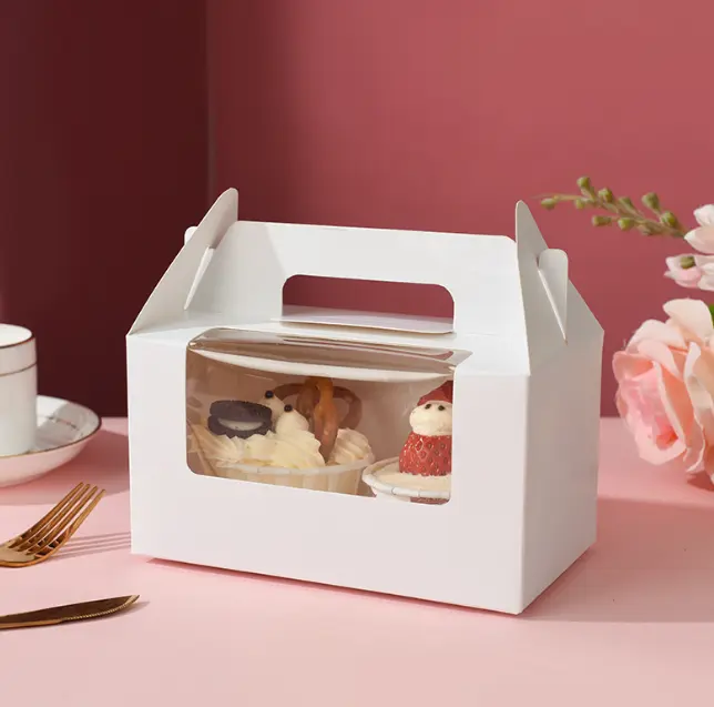 2/4/6/12 cavity Cup cake Box with handle and separate cup tray