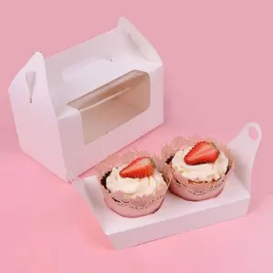 2/4/6/12 cavity Cup cake Box with handle and separate cup tray