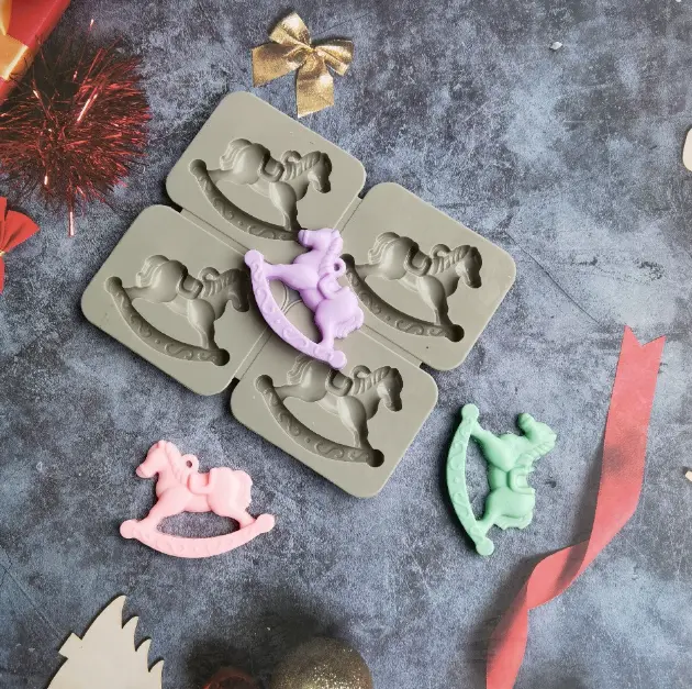 4 cavity 3D Unicorn Rocking horse silicone mould