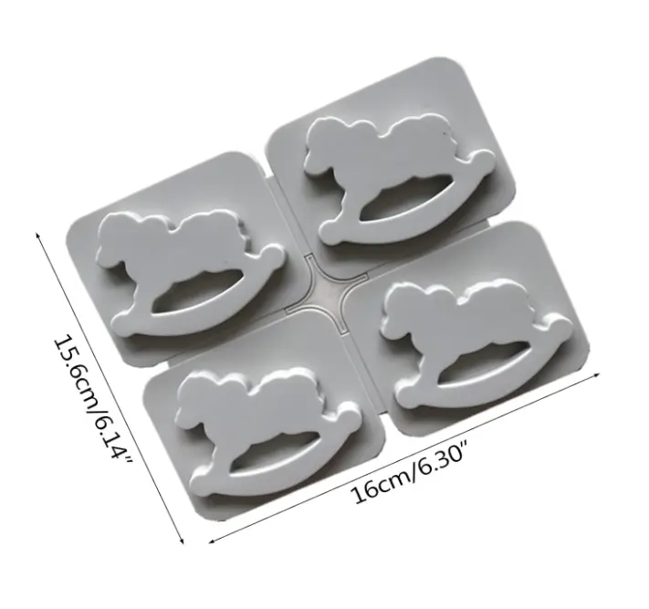 4 cavity 3D Unicorn Rocking horse silicone mould