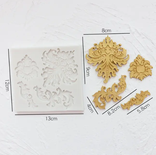 Vintage Baroque Scroll Relief Cake Boarder Silicone Fondant mould