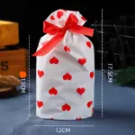 50 pcs heart print Cookie pouch set with ribbon