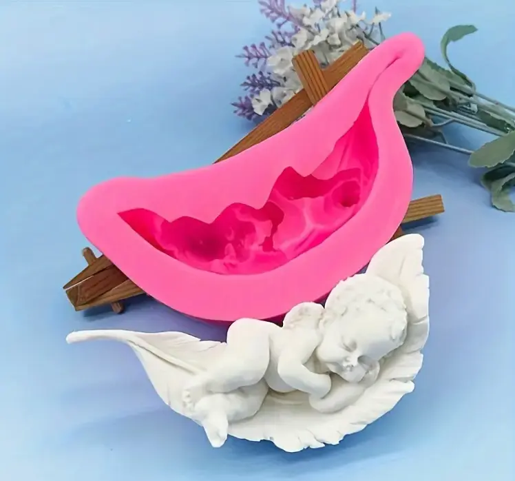 Sleeping Angel Baby on leaf Silicone mould