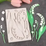 Lily Branch Buds and leaf Flower silicone Mould