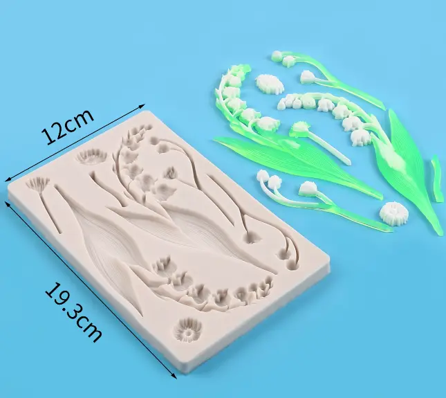 Lily Branch Buds and leaf Flower silicone Mould