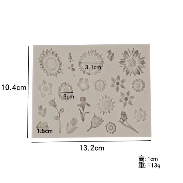 22 cavity Sunflower Tulip Flower theme Silicone Mould