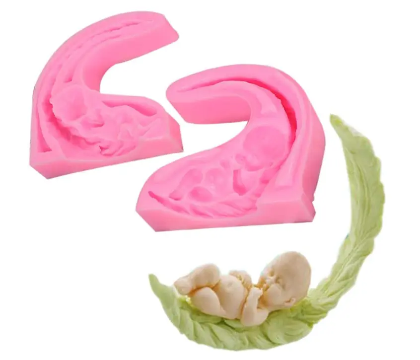 3D Baby sleeping on curved leaf Silicone mould
