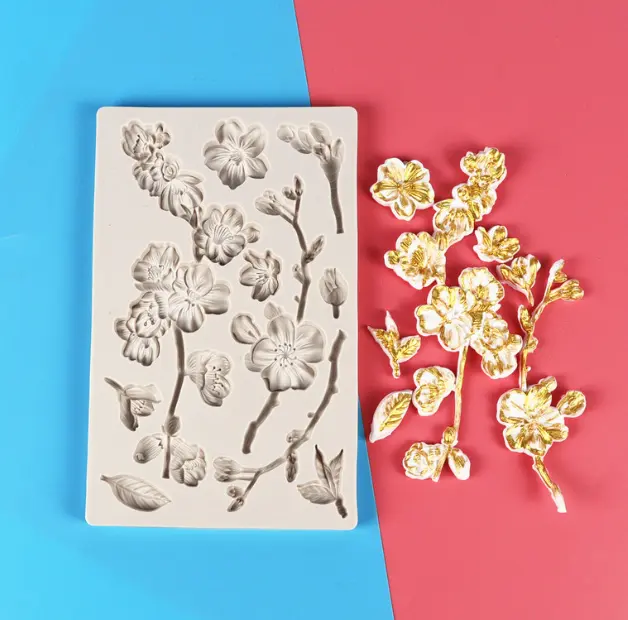 Peony Camellia Lily of The Orchid Daffodil Plum Fondant silicone mould