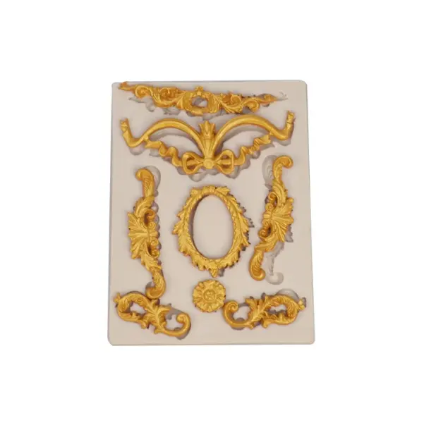 Vintage Scroll Baroque frame boarder theme silicone Mould