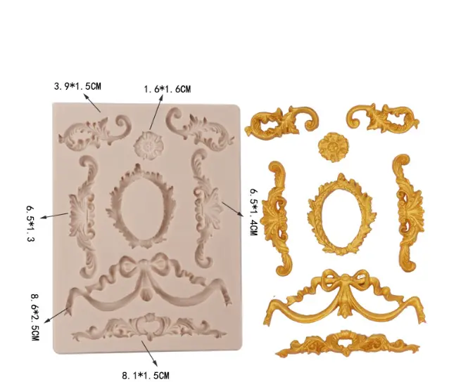 Vintage Scroll Baroque frame boarder theme silicone Mould