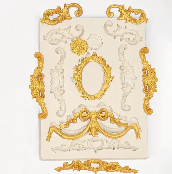 Vintage Scroll Baroque frame boarder theme silicone Mould