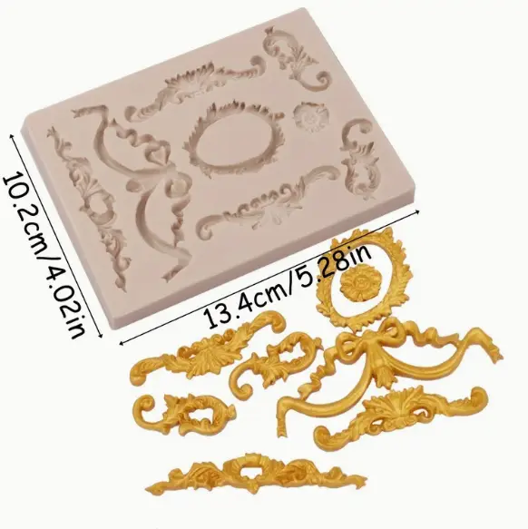 Vintage Scroll Baroque frame boarder theme silicone Mould