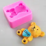 3D Teddy Bear Holding heart silicone mould