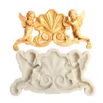 Large 3D two Angel with wings vintage silicone mould