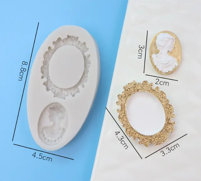 Lady Brooch oval frame silicone mould