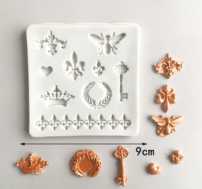 Honey bee key crown brooch border lace silicone Mould