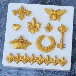 Honey bee key crown brooch border lace silicone Mould