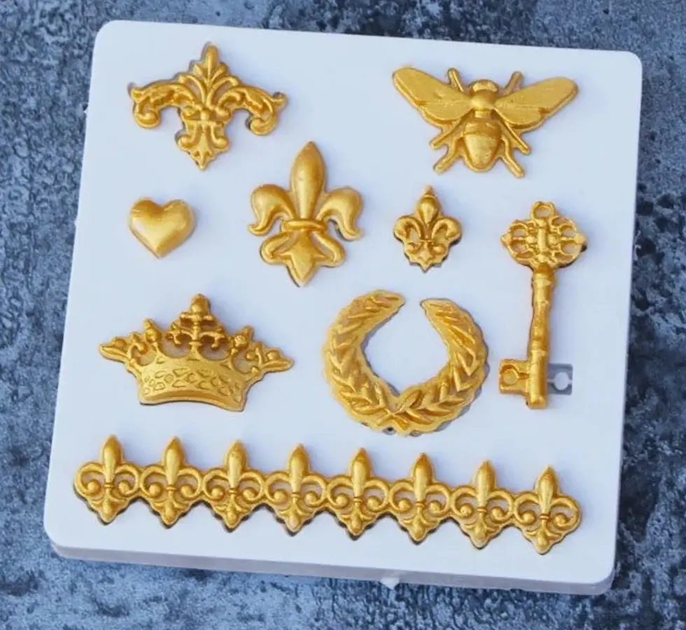 Honey bee key crown brooch border lace silicone Mould