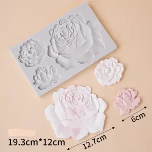 3 Cavity Large Rose Flower silicone Mould