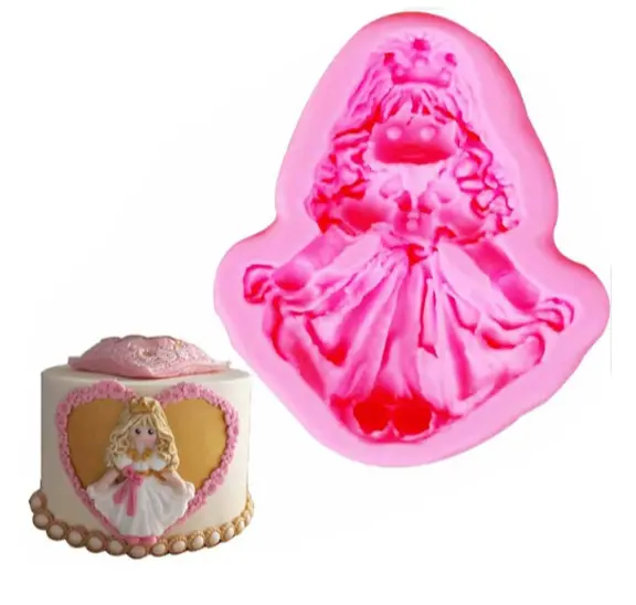 3D Cute Girl holding skirt Silicone Mould
