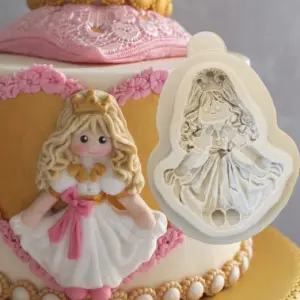 3D Cute Girl holding skirt Silicone Mould