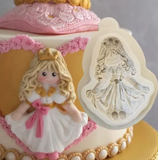 3D Cute Girl holding skirt Silicone Mould