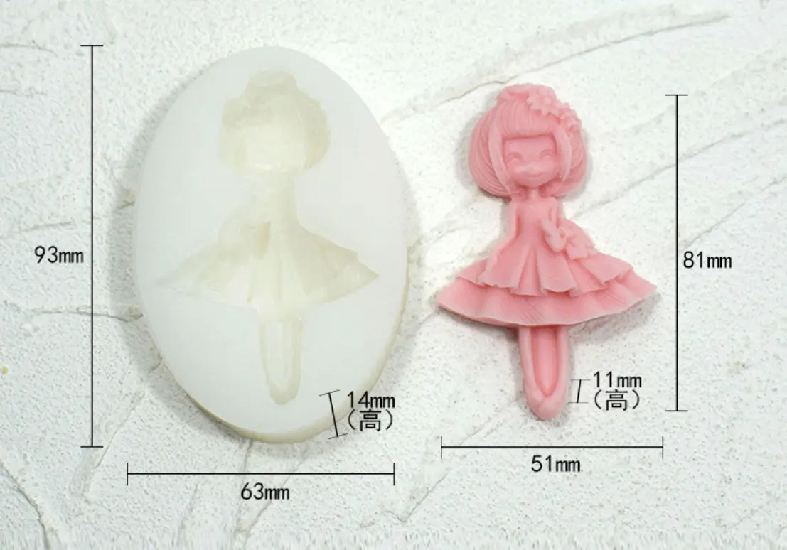 Ballet Girl with cute bow dress Silicone Mould