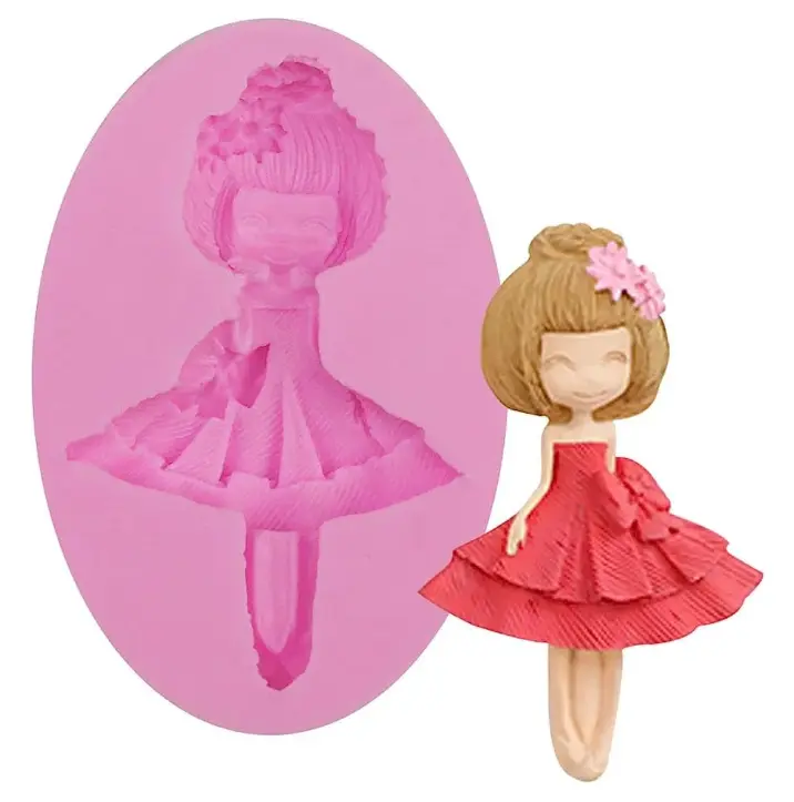 Ballet Girl with cute bow dress Silicone Mould