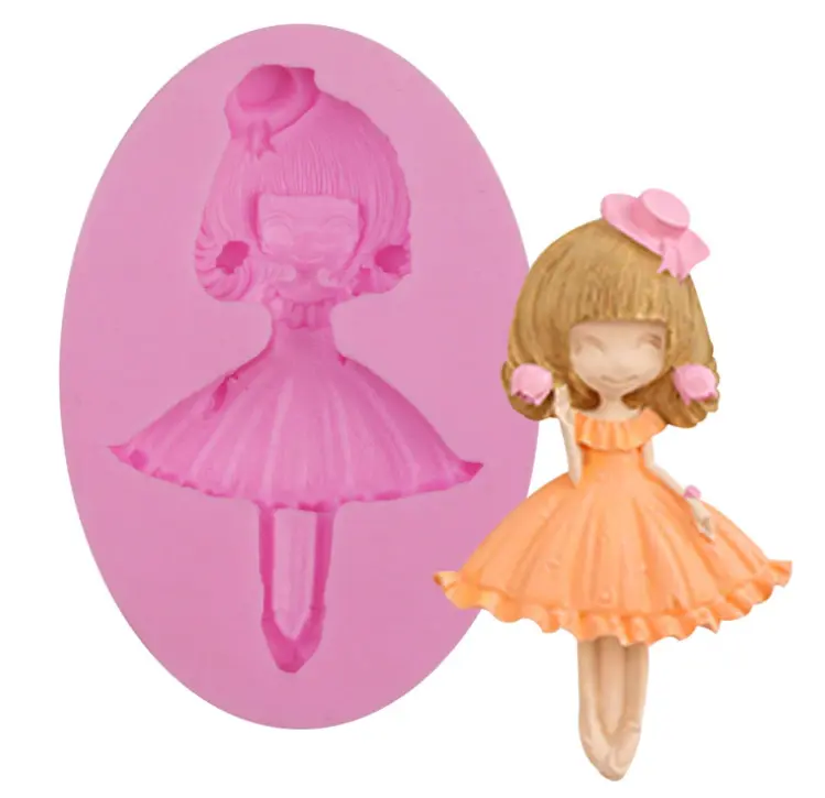 Cute Girl wearing hat Silicone Mould