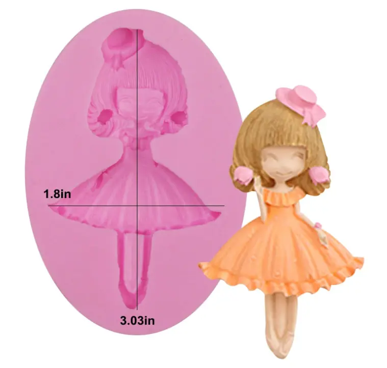 Cute Girl wearing hat Silicone Mould