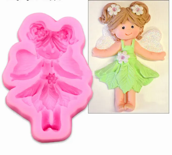 Cute Baby girl with angel wings Silicone Mould