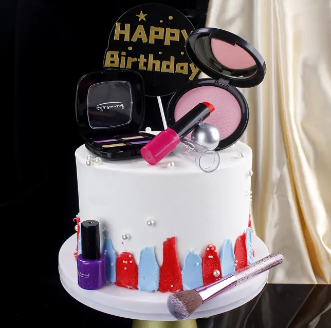 5 pcs Realistic makeup theme cake toy topper set