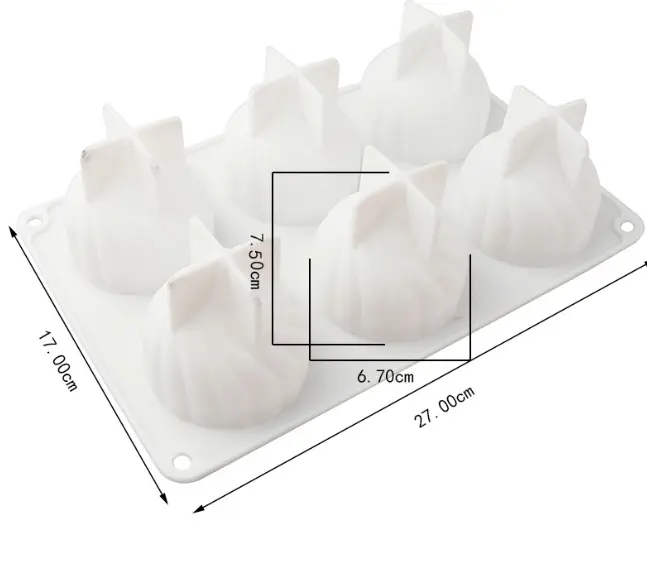large 6 Cavity Modak silicone mould