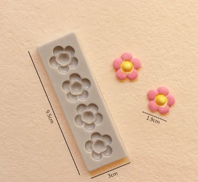 4 cavity flower silicone mould