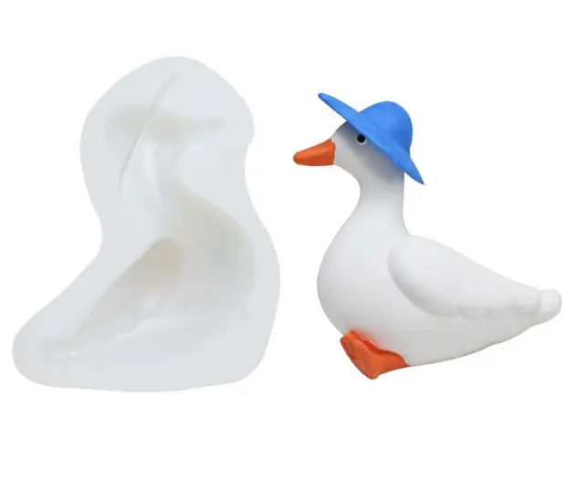 Cute 3D Duck wearing hat silicone mould