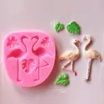 Flamingo with tropical leaves Silicone Mould