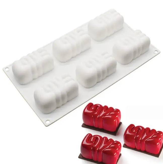 6 cavity Love Silicone Mould for mousse,baking,desserts etc