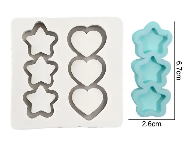 Triple heart Triple star silicone mould