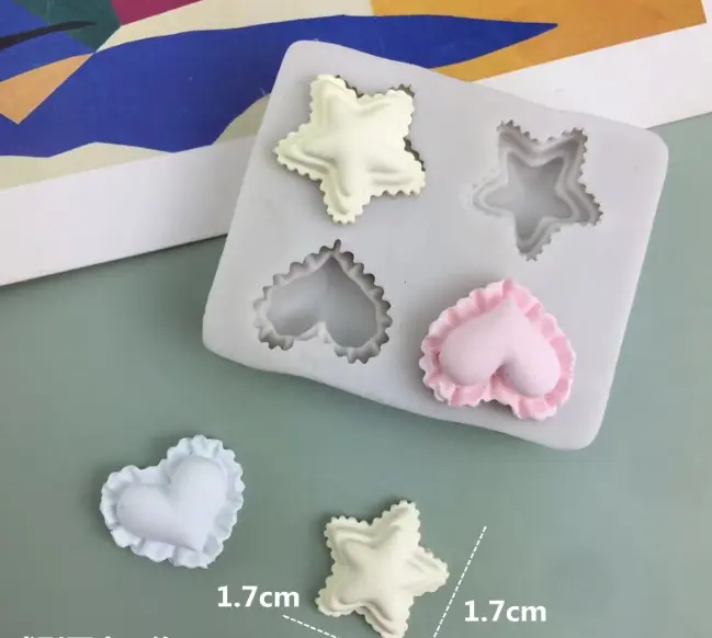 4 cavity Cute Ruffled heart and star silicone mould