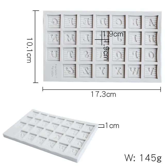 Square block alphabet Silicone Mould