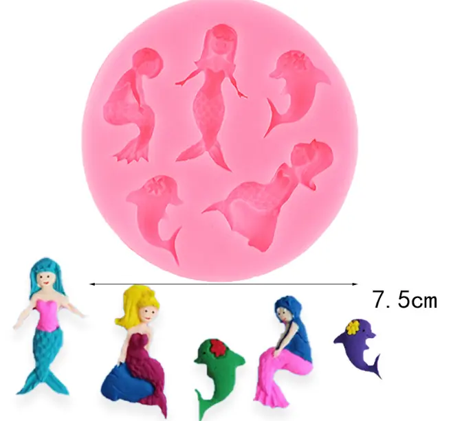 5 cavity 3D Mermaid Silicone mould
