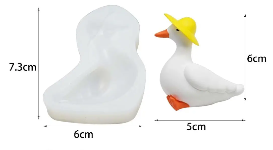 Cute 3D Duck wearing hat silicone mould