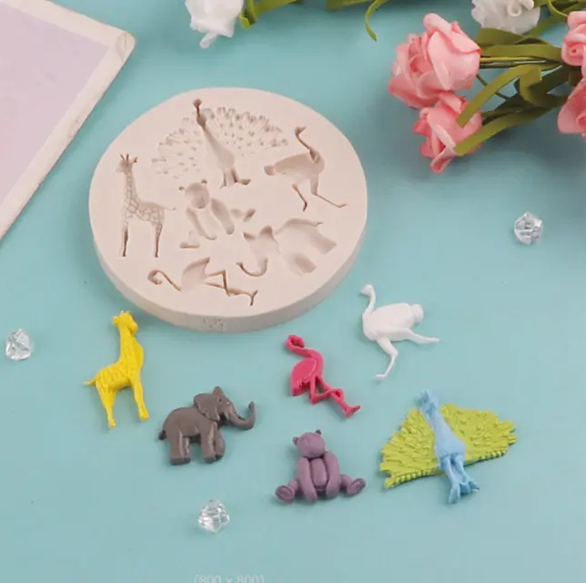 Cute Peacock Elephant Bear Swan Animal Silicone mould