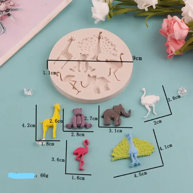 Cute Peacock Elephant Bear Swan Animal Silicone mould