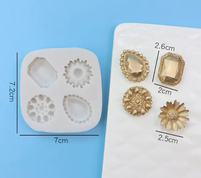 4 cavity Mini jewel brooch silicone mould
