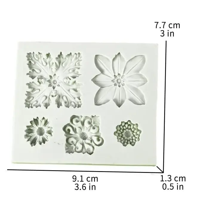 5 Cavities 3D Vintage Flowers Dahlia,Blossom Daisy Shape silicone mould